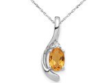 14K White Gold Solitaire Citrine Pendant Necklace 2/5 Carat (ctw) with Chain